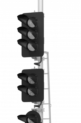 Светофор пятизначный со светодиодными светооптическими системами с пригласительным сигналом и трансформаторным ящиком 17970-00-00 ТУ32 ЦШ 2141-2009 (со светодиодными светооптическими системами НКМР.676636.030ТУ)